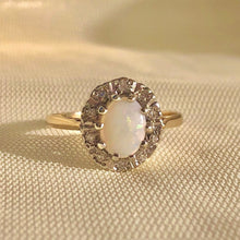 Load image into Gallery viewer, Vintage 9k Opal Diamond Cluster Halo Ring