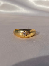 Load image into Gallery viewer, Antique 18k Solitaire Diamond Starburst Gypsy Ring 1915