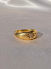 Load image into Gallery viewer, Antique 18k Solitaire Diamond Starburst Gypsy Ring 1915