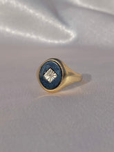 Load image into Gallery viewer, Vintage 9k Onyx Diamond Signet Ring 1967