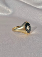 Load image into Gallery viewer, Vintage 9k Onyx Diamond Signet Ring 1967