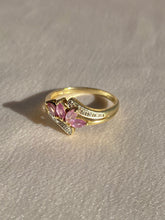 Load image into Gallery viewer, Vintage 9k Diamond Pink Topaz Lotus Ring