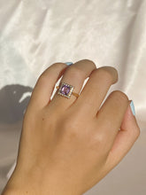 Load image into Gallery viewer, Vintage 9k Square Amethyst Diamond Ring 1964