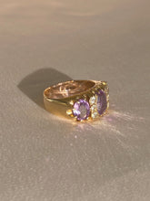 Load image into Gallery viewer, Vintage 9k Trilogy Amethyst Diamond Ring 1973