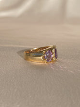 Load image into Gallery viewer, Vintage 9k Trilogy Amethyst Diamond Ring 1973