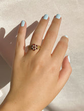 Load image into Gallery viewer, Vintage 9k Garnet Pearl Cluster Heart Ring 1970