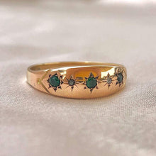 Load image into Gallery viewer, Antique 9k Gypsy Eternity Emerald Diamond Ring