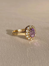 Load image into Gallery viewer, Vintage 9k Oval Amethyst Diamond Ring 1992