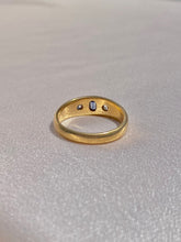 Load image into Gallery viewer, Antique 18k Unheated Sapphire Diamond Gypsy Ring 1897