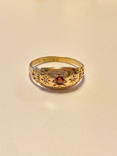 Load image into Gallery viewer, Antique 18k Garnet Diamond Gypsy Ring 1916