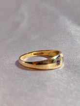 Load image into Gallery viewer, Vintage 9k Amethyst Trilogy Gypsy Ring