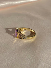Load image into Gallery viewer, Vintage 9k Lilac Amethyst Diamond Raised Ring