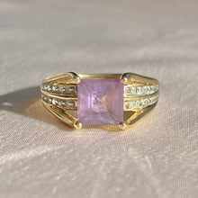 Load image into Gallery viewer, Vintage 9k Lilac Amethyst Diamond Raised Ring