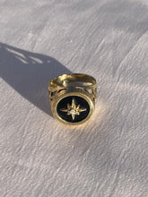 Load image into Gallery viewer, Vintage 10k Onyx Starburst Signet Ring 1940s