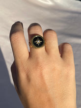 Load image into Gallery viewer, Vintage 10k Onyx Starburst Signet Ring 1940s