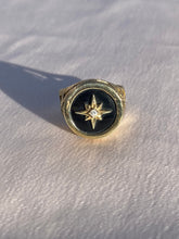 Load image into Gallery viewer, Vintage 10k Onyx Starburst Signet Ring 1940s