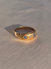 Load image into Gallery viewer, Antique 15k Rose Gold Diamond Sapphire Gypsy Ring 1900