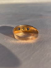 Load image into Gallery viewer, Antique 15k Rose Gold Diamond Sapphire Gypsy Ring 1900