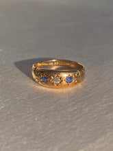 Load image into Gallery viewer, Antique 15k Rose Gold Diamond Sapphire Gypsy Ring 1900