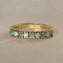 Load image into Gallery viewer, Vintage 9k Emerald Sapphire Half Eternity Band