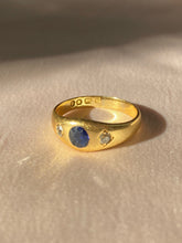 Load image into Gallery viewer, Antique 18k Sapphire Diamond Gypsy Ring 1884