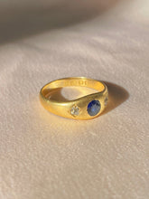 Load image into Gallery viewer, Antique 18k Sapphire Diamond Gypsy Ring 1884