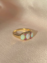 Load image into Gallery viewer, Vintage 9k Opal Ruby Boat Ring