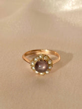 Load image into Gallery viewer, Antique 9k Indian Star Sapphire Pearl Cluster Ring