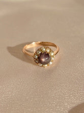 Load image into Gallery viewer, Antique 9k Indian Star Sapphire Pearl Cluster Ring
