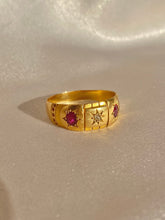 Load image into Gallery viewer, Antique 18k Gypsy Ruby Diamond Ring 1902
