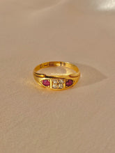 Load image into Gallery viewer, Antique 18k Diamond Ruby Gypsy Boat Ring 1899