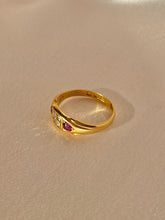Load image into Gallery viewer, Antique 18k Diamond Ruby Gypsy Boat Ring 1899