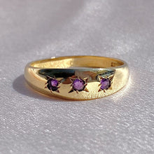 Load image into Gallery viewer, Vintage 9k Amethyst Trilogy Gypsy Ring