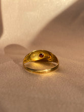 Load image into Gallery viewer, Antique 18k Garnet Diamond Gypsy Ring 1916