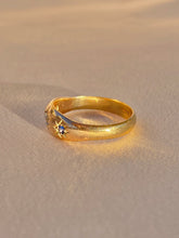 Load image into Gallery viewer, Antique Trilogy 18k Diamond Sapphire Gypsy Ring