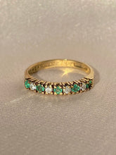 Load image into Gallery viewer, Vintage 9k Emerald Sapphire Half Eternity Band