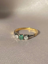 Load image into Gallery viewer, Antique 18k Emerald Diamond Art Deco Ring