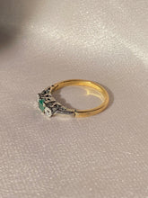 Load image into Gallery viewer, Antique 18k Emerald Diamond Art Deco Ring