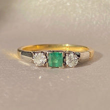 Load image into Gallery viewer, Antique 18k Emerald Diamond Art Deco Ring