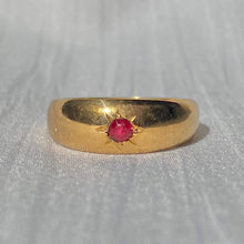 Load image into Gallery viewer, Antique 18k Ruby Solitaire Gypsy Ring