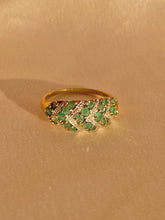 Load image into Gallery viewer, Vintage 9k Chevron Emerald Diamond Bombe Ring