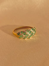 Load image into Gallery viewer, Vintage 9k Chevron Emerald Diamond Bombe Ring