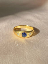 Load image into Gallery viewer, Antique 18k Sapphire Diamond Gypsy Ring 1884