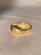 Load image into Gallery viewer, Antique 18k Sapphire Diamond Gypsy Ring 1884