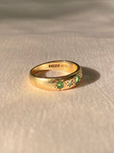 Load image into Gallery viewer, Vintage 9k Emerald Diamond Eternity Gypsy Ring