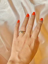 Load image into Gallery viewer, Vintage 9k Sapphire Diamond Gypsy Ring 1977