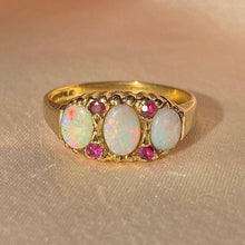 Load image into Gallery viewer, Vintage 9k Opal Ruby Boat Ring