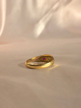 Load image into Gallery viewer, Antique 18k Ruby Diamond Gypsy Starburst Trilogy Ring 1910