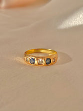 Load image into Gallery viewer, Antique 18k Sapphire Diamond Gypsy Eternity Ring