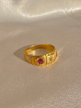 Load image into Gallery viewer, Antique 18k Gypsy Ruby Diamond Ring 1902